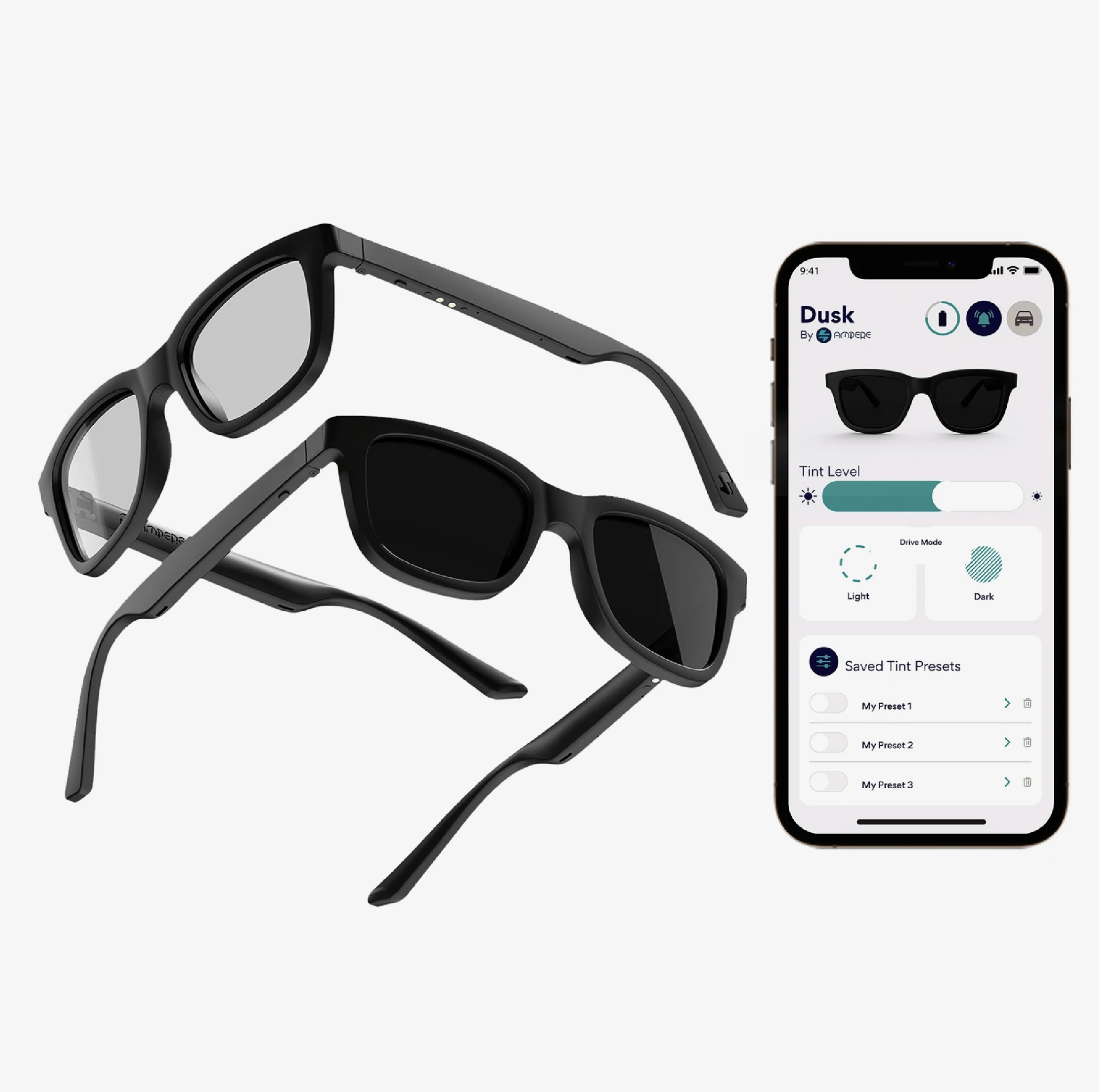 Ampere Dusk 智能太陽眼鏡（世界上第一副支持App應用程序的變色智能太陽鏡）